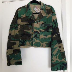 Vintage Cropped Camo Fatigue Field Jacket